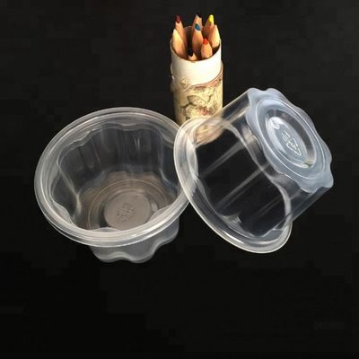 10oz respetuosos del medio ambiente baratos despejan la taza plástica del ANIMAL DOMÉSTICO para el helado con la tapa proveedor